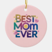 Beste Mama je Herz und Blume Keramik Ornament (Vorne)