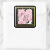 Beste Mama je Herz und Rose Quadratischer Aufkleber (Tasche)