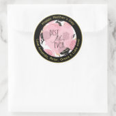 Beste Mama je Herz und Rose Runder Aufkleber (Tasche)