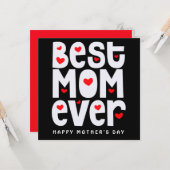 Beste Mama je Herzmütter Tag Schwarz Weiß Karte (Vorderseite/Rückseite Beispiel)