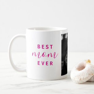 Beste Mama je Hot Pink Script Foto Muttertag Kaffeetasse