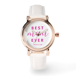 Beste Mama je Hot Pink Script Muttertag Armbanduhr