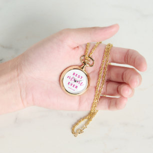 Beste Mama je Hot Pink Script Muttertag Armbanduhr