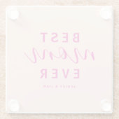 Beste Mama je Hot Pink Script Muttertag Glasuntersetzer (Rückseite)