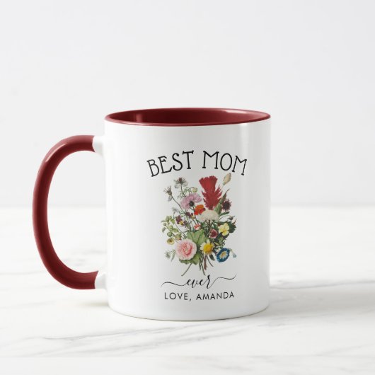 Beste Mama je | Hübsche rustikale Blume Tasse (Links)