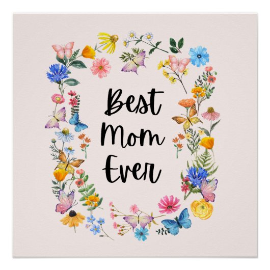 Beste Mama je Hübsche Wildblumen Boho Muttertag Poster (Vorderseite)