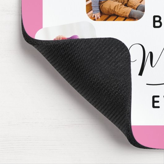 Beste Mama je Kalligraphie 5 Foto Rosa Mousepad (Ecke)