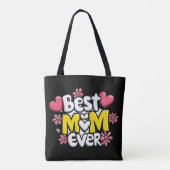 Beste Mama je - Kawaii Doodle Style mit Herz Tasche (Rückseite)