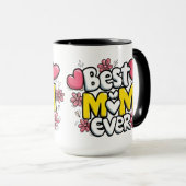Beste Mama je - Kawaii Doodle Style mit Herz Tasse (VorderseiteRechts)