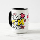 Beste Mama je - Kawaii Doodle Style mit Herz Tasse (Vorderseite Links)