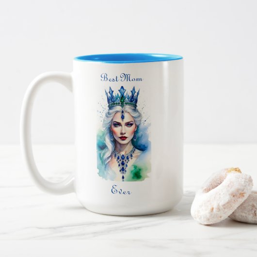 Beste Mama je Königin Zweifarbige Tasse (Mit Donut)