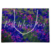 Beste Mama je Lila Blue Garden Hand bemalt Große Geschenktüte (Vorderseite)