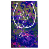 Beste Mama je Lila Blue Garden Hand bemalt Kleine Geschenktüte (Rückseite)