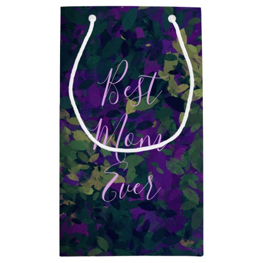 Beste Mama je Lila Garten Florals Handgemalt Kleine Geschenktüte (Rückseite)