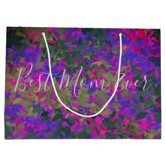Beste Mama je Lila rosa Garten blühend gestrichen Große Geschenktüte (Rückseite)