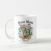 Beste Mama je | MAMA | Niedlicher Blumenaffe Kaffeetasse (Links)