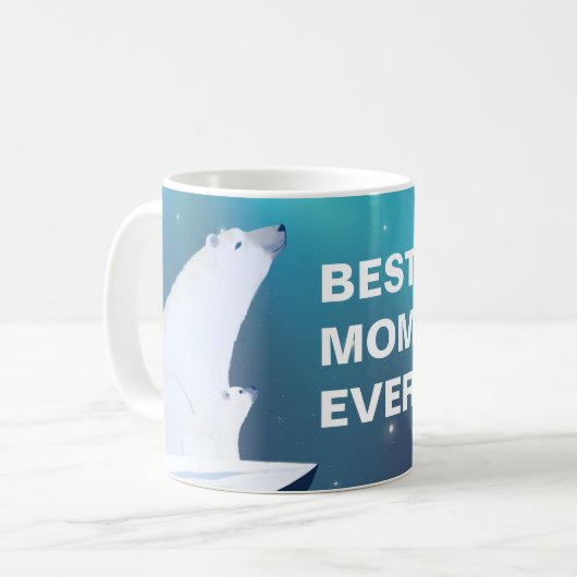 Beste Mama je Mama Polar Bear und ihr Cube Kaffeetasse (Vorderseite Links)