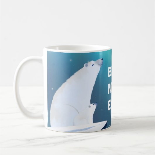 Beste Mama je Mama Polar Bear und ihr Cube  Kaffeetasse (Links)