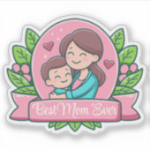 Beste Mama je, Mama und Kind, maßgeschneidert Aufkleber (Vorderseite)
