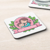 Beste Mama je, Mama und Kind, maßgeschneidert Getränkeuntersetzer (Linke Seite)