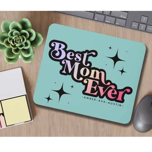 Beste Mama je Mami Kids Name Retro Rosa Mousepad