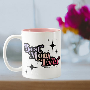 Beste Mama je Mami Kids Name Retro Rosa Zweifarbige Tasse