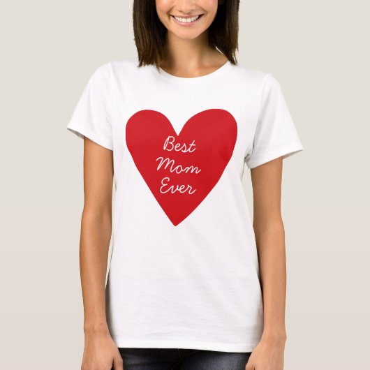 Beste Mama je Minimal Script Red Heart Mütter Day T-Shirt (Vorderseite)
