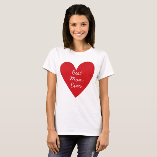 Beste Mama je Minimal Script Red Heart Mütter Day T-Shirt (Vorne ganz)