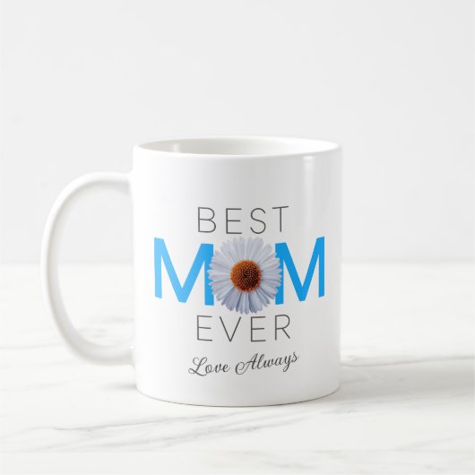 Beste Mama je mit Daisy Image Print (Blue V1) Kaffeetasse (Links)