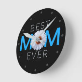 Beste Mama je mit Daisy Image Print (Blue V1) Runde Wanduhr (Winkel)