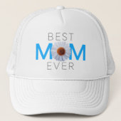 Beste Mama je mit Daisy Image Print (Blue V1) Truckerkappe (Vorderseite)