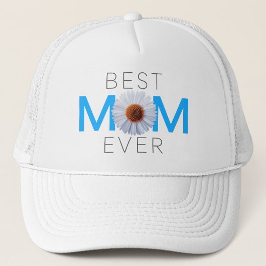 Beste Mama je mit Daisy Image Print (Blue V1) Truckerkappe (Vorderseite)