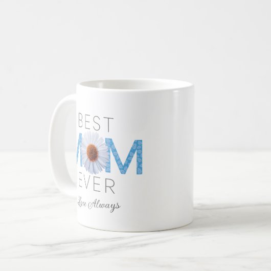 Beste Mama je mit Daisy Image Print (Blue V2) Kaffeetasse (Vorderseite Links)