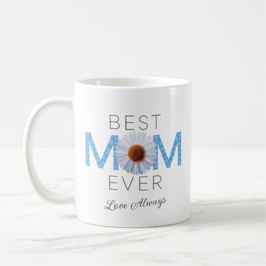 Beste Mama je mit Daisy Image Print (Blue V2) Kaffeetasse (Links)