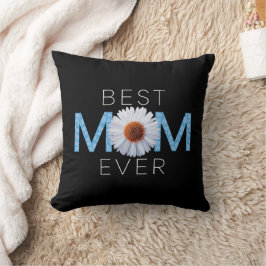 Beste Mama je mit Daisy Image Print (Blue V2) Kissen