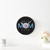 Beste Mama je mit Daisy Image Print (Blue V2) Runde Wanduhr (Zuhause)