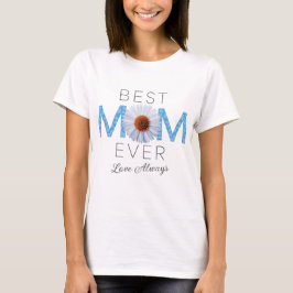 Beste Mama je mit Daisy Image Print (Blue V2) T-Shirt