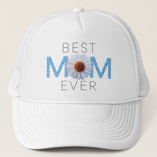 Beste Mama je mit Daisy Image Print (Blue V2) Truckerkappe (Vorderseite)