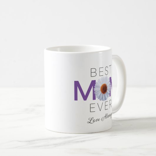 Beste Mama je mit Daisy Image Print (Lila V1) Kaffeetasse (VorderseiteRechts)