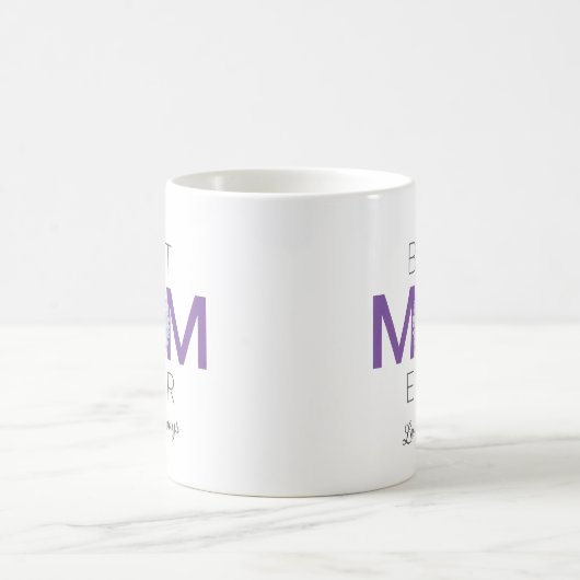 Beste Mama je mit Daisy Image Print (Lila V1) Kaffeetasse (Mittel)