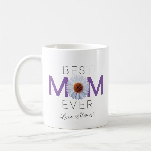 Beste Mama je mit Daisy Image Print (Lila V1) Kaffeetasse (Links)