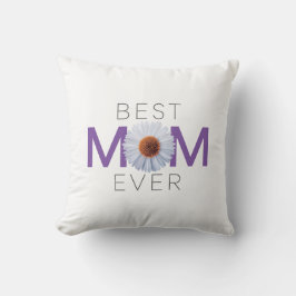 Beste Mama je mit Daisy Image Print (Lila V1) Kissen