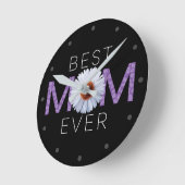 Beste Mama je mit Daisy Image Print (Lila V2) Runde Wanduhr (Winkel)