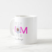 Beste Mama je mit Daisy Image Print (rosa V1) Kaffeetasse (Vorderseite Links)