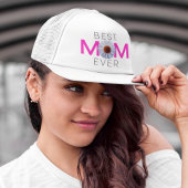 Beste Mama je mit Daisy Image Print (rosa V1) Truckerkappe