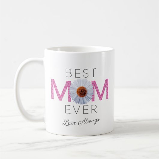 Beste Mama je mit Daisy Image Print (rosa V2) Kaffeetasse (Links)