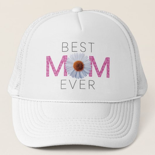 Beste Mama je mit Daisy Image Print (rosa V2) Truckerkappe (Vorderseite)