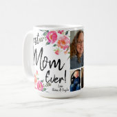 beste Mama je mit Fotos und Datum Kaffeetasse (Vorderseite Links)