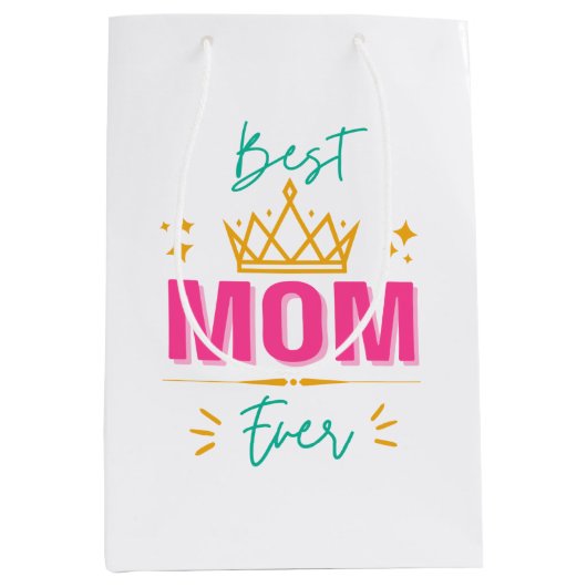 Beste Mama je mit Krone - Königliches Geschenk für Mittlere Geschenktüte (Vorderseite)