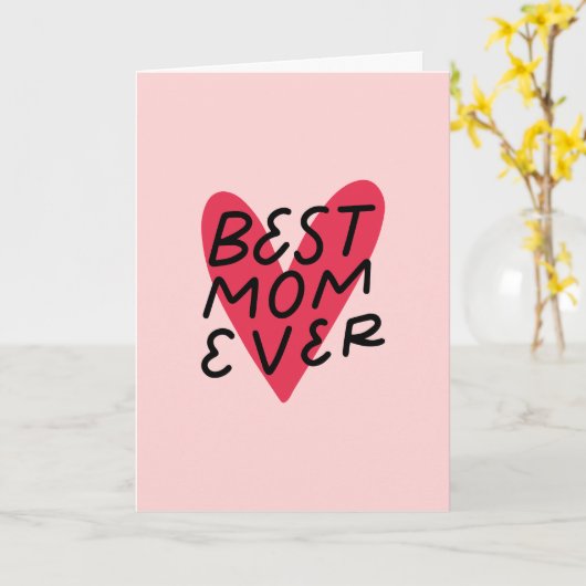 Beste Mama je Moderne Handschrift Herzmütter Karte (Gelbe Blume)